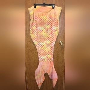 Mermaid Tail Throw Comfy Tails Soft Cozy Fleece Yellow Orange Pink Fun Blanket